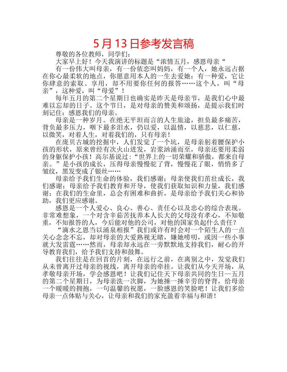 5月13日参考发言稿 _第1页