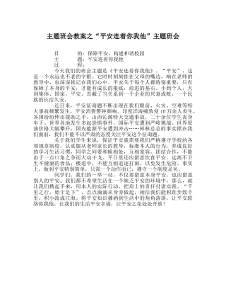 “安全连着你我他”主题班会 