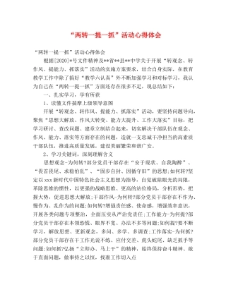 “两转一提一抓”活动心得体会 
