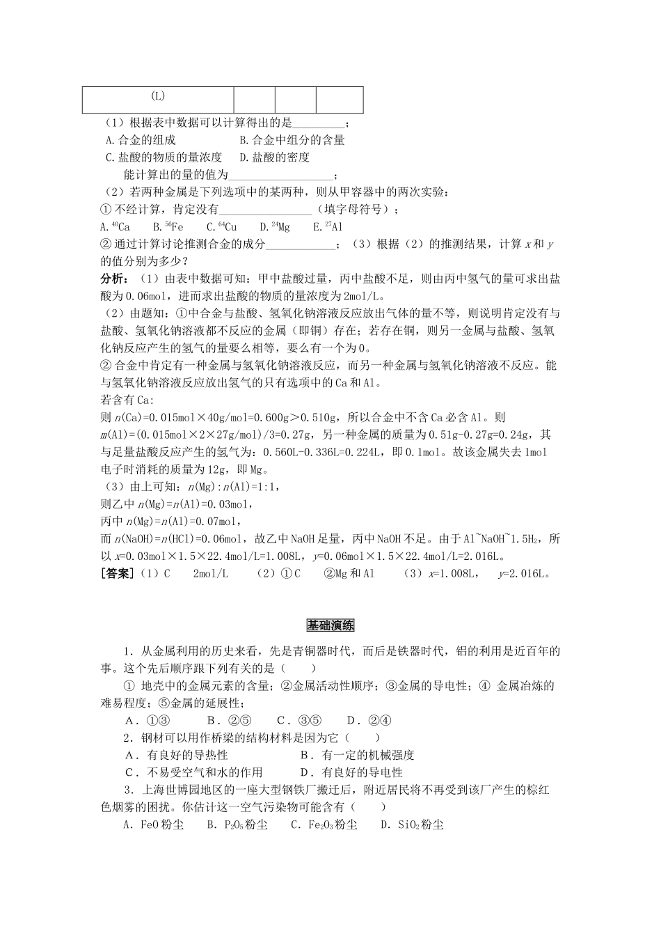 高中化学《用途广泛的金属材料》学案13 新人教版必修1_第2页