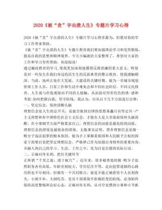 2024《被“贪”字击溃人生》专题片学习心得 