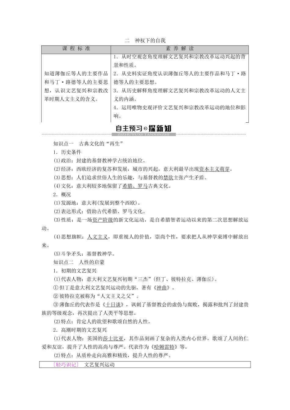 高中历史 专题6 西方人文精神的起源与发展 2 神权下的自我学案 人民版必修3-人民版高二必修3历史学案_第1页