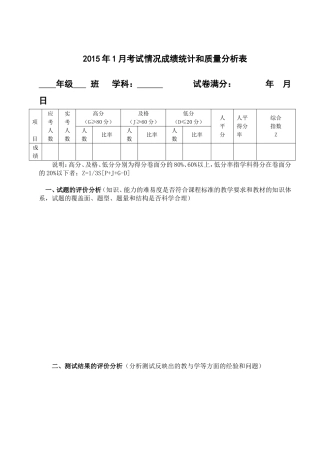 小学英语成绩质量分析