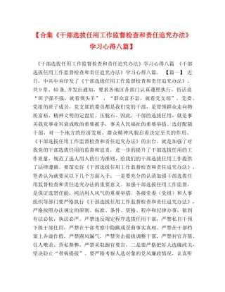 【合集《干部选拔任用工作监督检查和责任追究办法》学习心得八篇】 