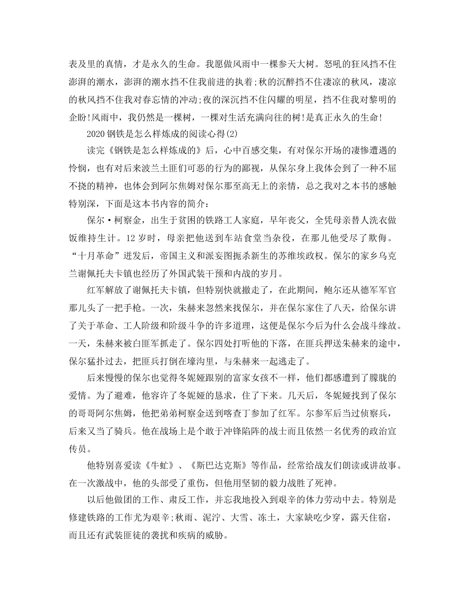 2024年钢铁是怎样炼成的阅读参考心得5篇 _第2页