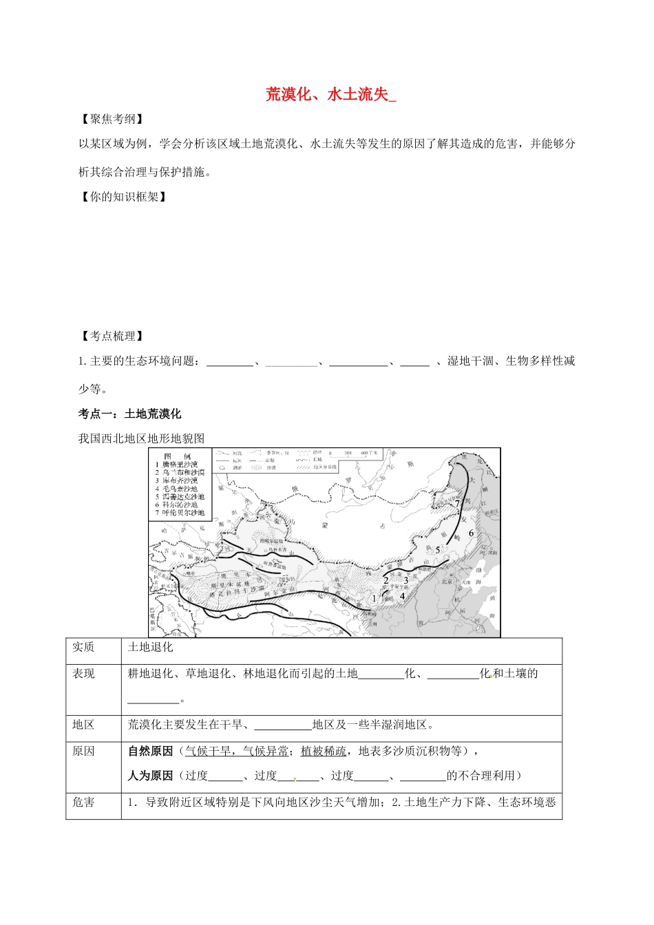 江苏省常州市高考地理一轮复习 荒漠化水土流失学案-人教版高三全册地理学案_第1页