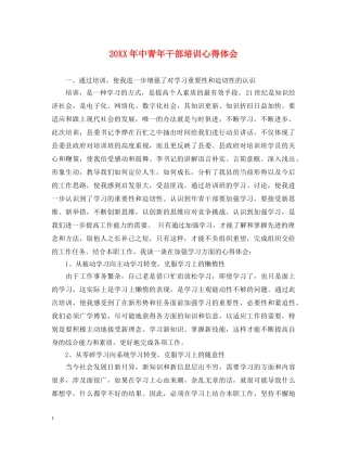 20XX年中青年干部培训心得体会 