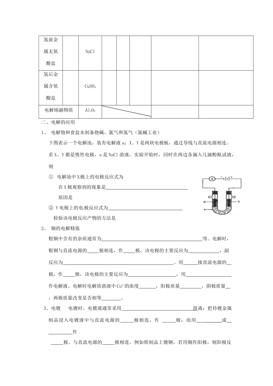 山东省昌乐二中高三化学一轮复习《电能转化为化学能学案-人教版高三全册化学学案_第3页