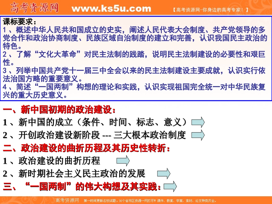 2011年高考一轮复习课件专题4、现代中国的政治建设和祖国统一_第2页