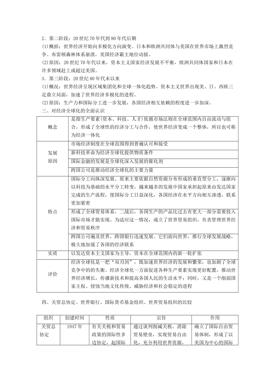 高中历史 第五单元 经济全球化的趋势单元总结提升学案 岳麓版必修2-岳麓版高一必修2历史学案_第2页