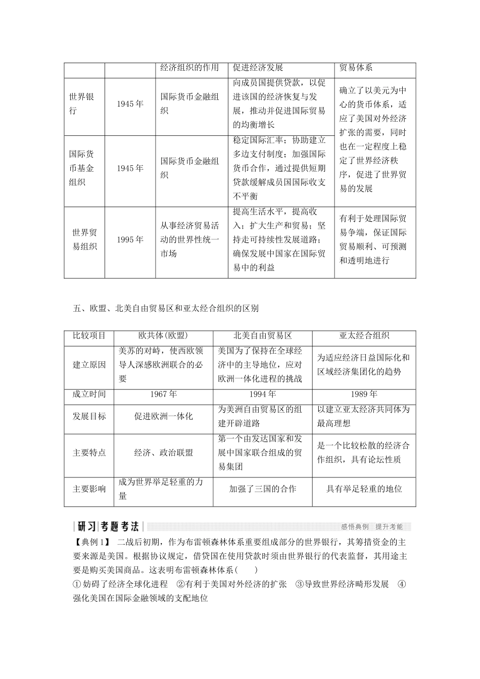 高中历史 第五单元 经济全球化的趋势单元总结提升学案 岳麓版必修2-岳麓版高一必修2历史学案_第3页