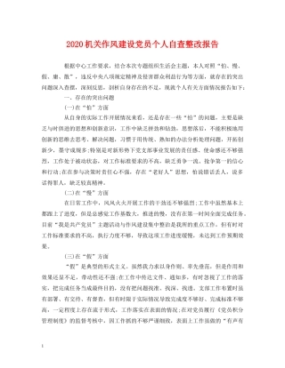 2024机关作风建设党员个人自查整改报告 