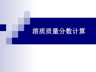 溶质质量分数计算