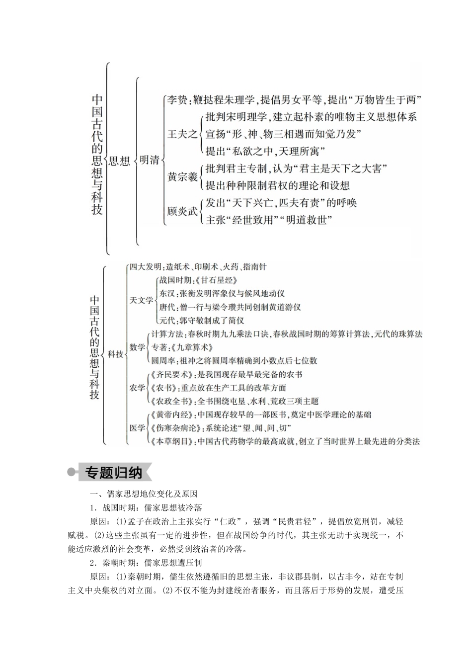 高中历史 第一单元 中国古代的思想与科技单元整合学案（含解析）岳麓版必修3-岳麓版高二必修3历史学案_第2页