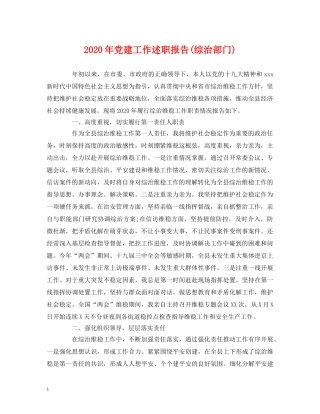 2024年党建工作述职报告(综治部门) 