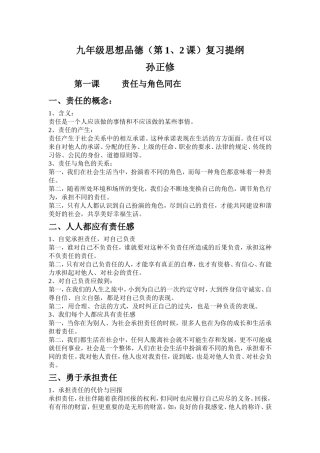 九年级思想品德复习教案