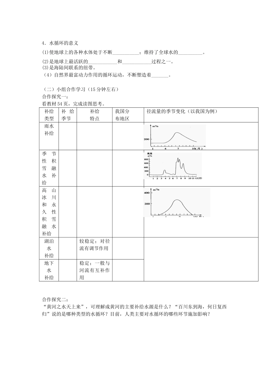 四川省富顺县第三中学高一地理 自然界的水循环学案_第2页