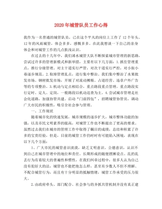 2024年城管队员工作心得 