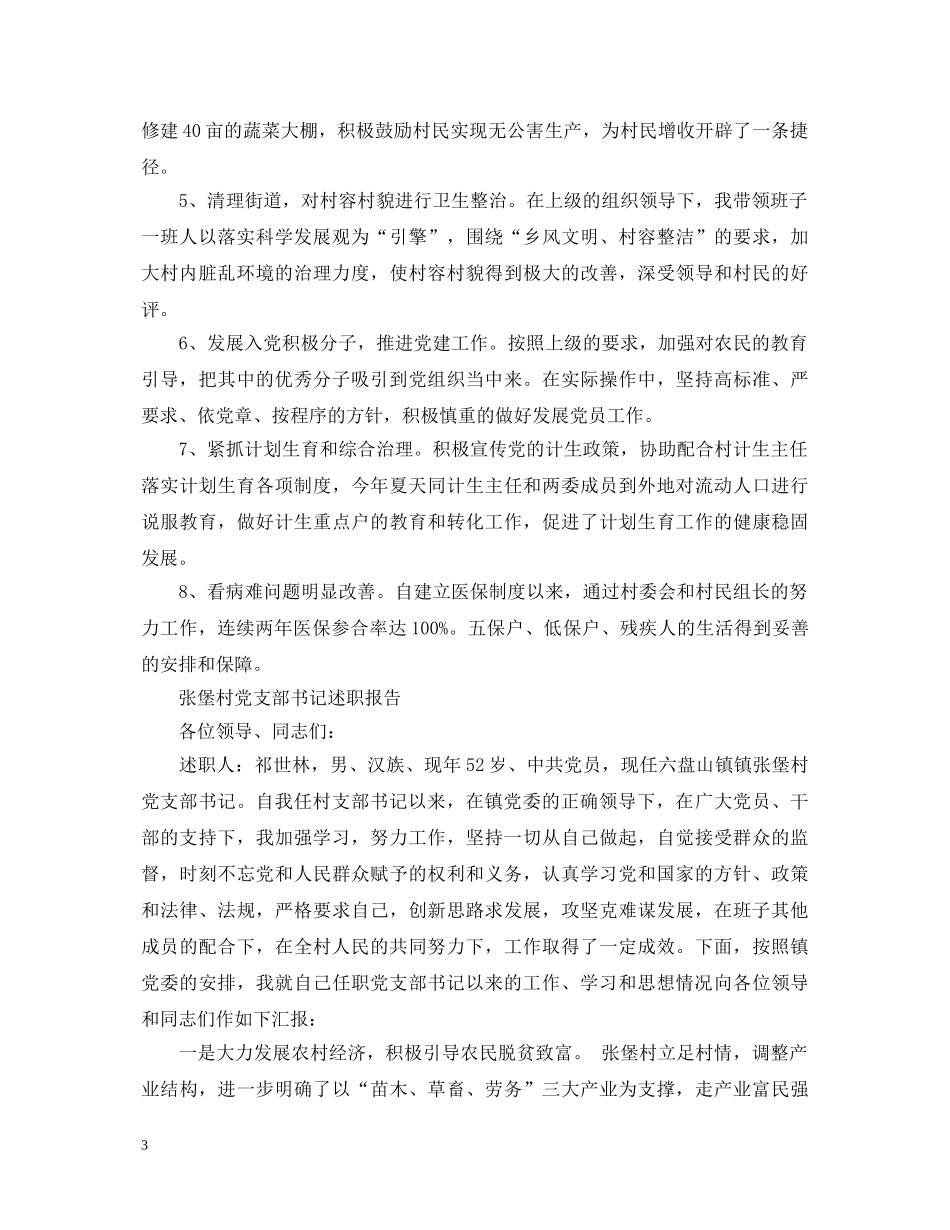 20XX年村干部述职报告精选 _第3页