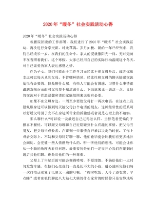 2024年“暖冬”社会实践活动心得 