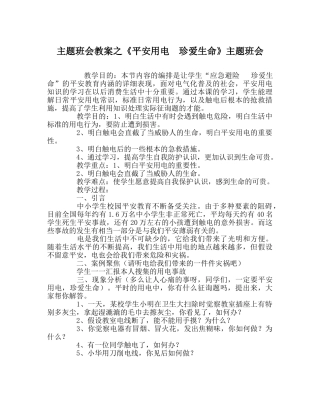 《安全用电  珍爱生命》主题班会 