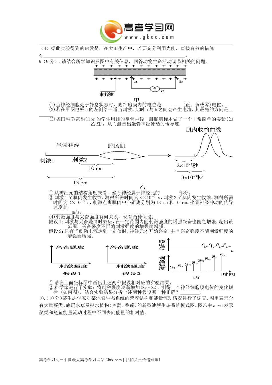 高三生物暑假作业（二）2012727856825349E8_第3页