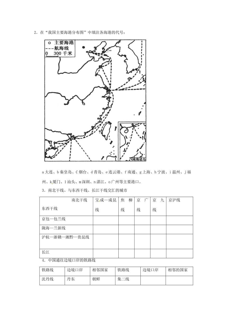 云南省德宏州梁河县第一中学高一地理 中国的交通运输业学案_第2页