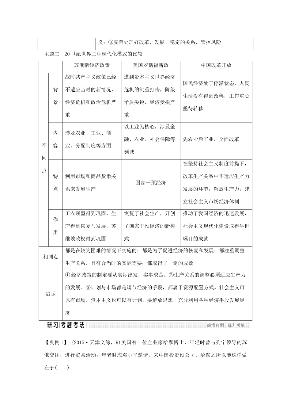 高中历史 专题七 苏联社会主义建设的经验与教训专题提升学案 人民版必修2-人民版高一必修2历史学案_第2页