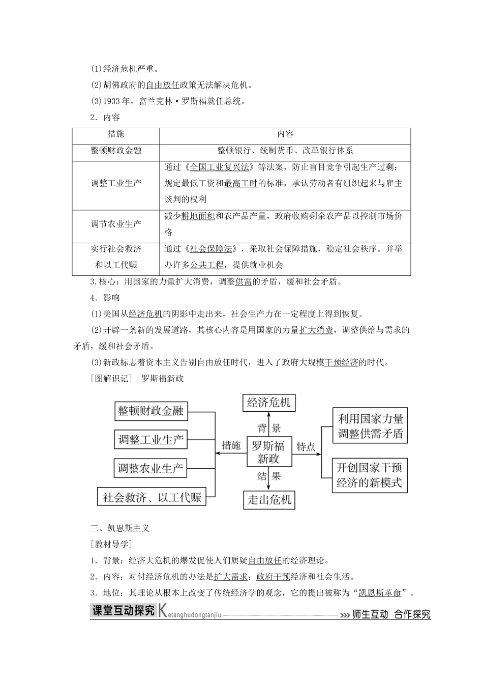 高中历史 第三单元 各国经济体制的创新和调整 第15课 大萧条与罗斯福新政学案 岳麓版必修2-岳麓版高一必修2历史学案_第3页