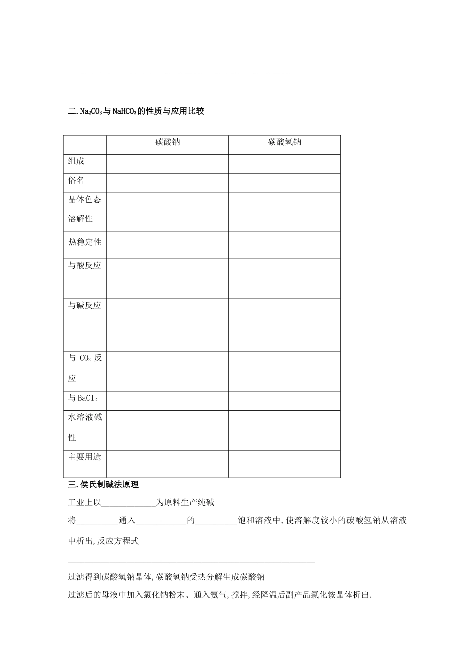 江苏宝应中学高一化学 碳酸钠的性质与应用教学案_第2页