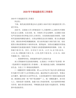 2024年干部选拔任用工作报告 