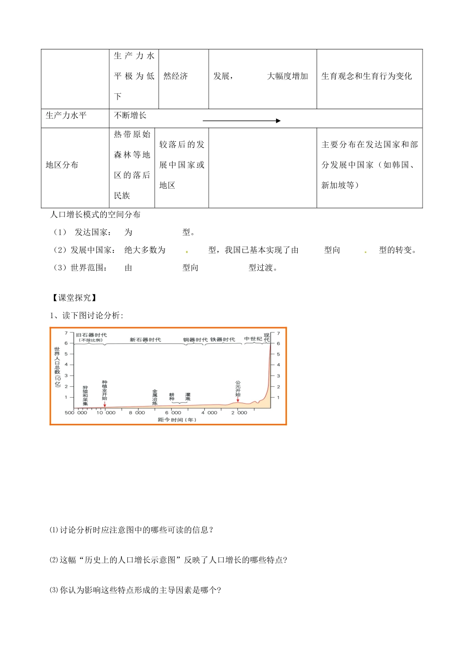 河北省邯郸市第四中学高中地理 1.1人口增长模式学案 湘教版必修2_第2页
