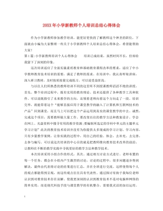 20XX年小学新教师个人培训总结心得体会 