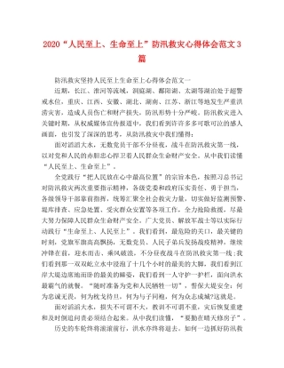 2024“人民至上、生命至上”防汛救灾心得体会范文3篇 