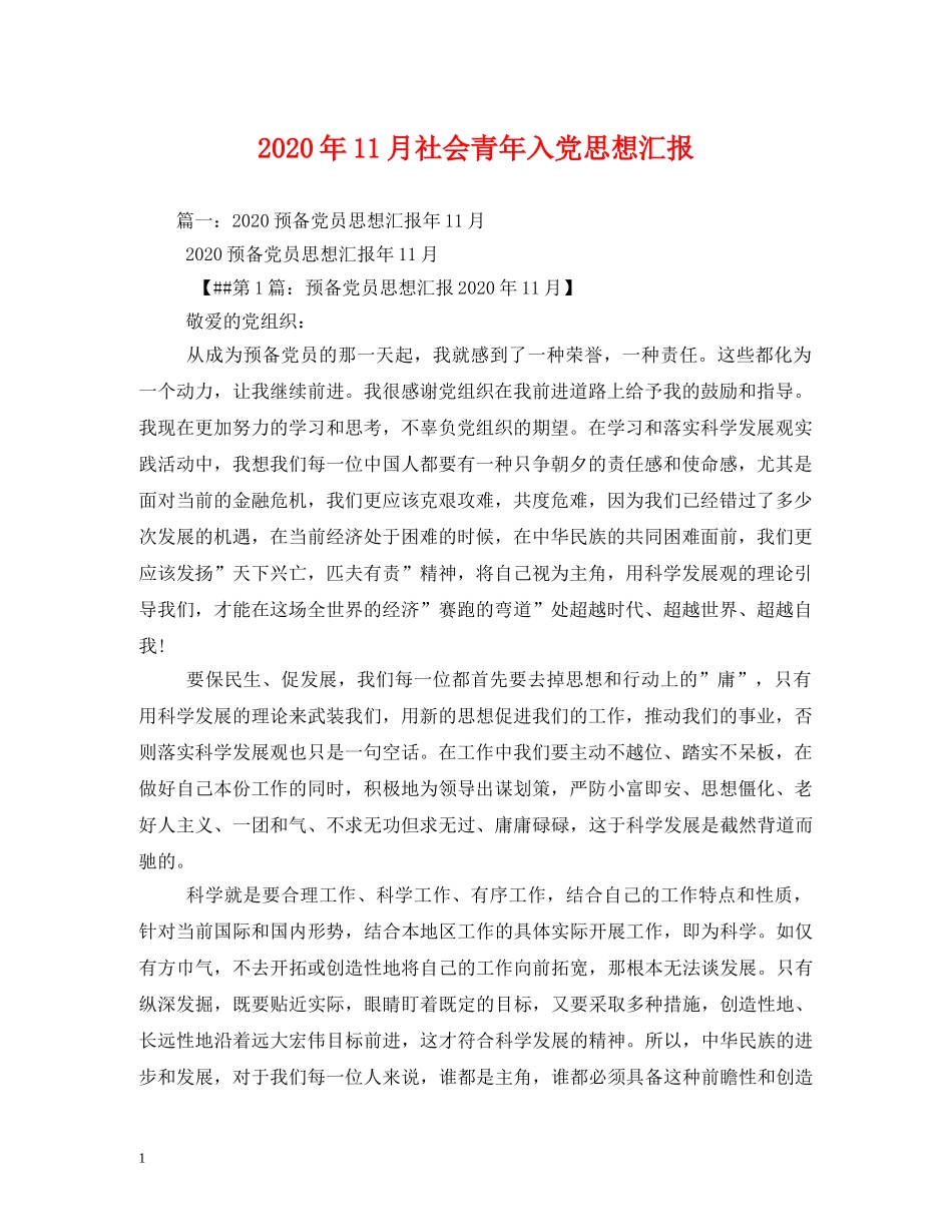 2024年11月社会青年入党思想汇报 (000002)_第1页