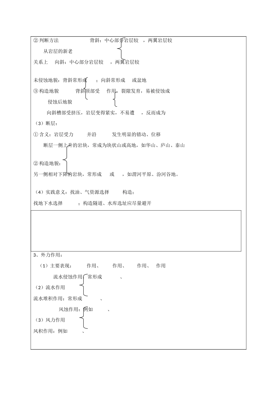 山东省泰安市肥城市第三中学高中地理 2.1 岩石圈与地表形态（第2课时）学案 鲁教版必修1_第2页