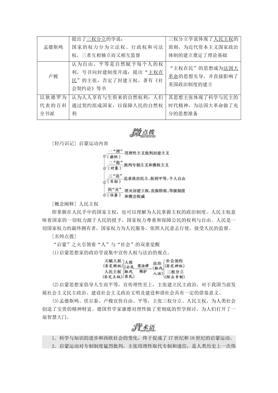高中历史 专题六 西方人文精神的起源与发展 三 专制下的启蒙学案 人民版必修3-人民版高二必修3历史学案_第2页