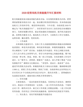 2024经贸局机关效能提升年汇报材料 