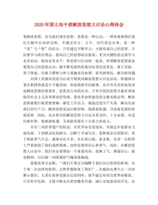 2024年国土局干部解放思想大讨论心得体会 