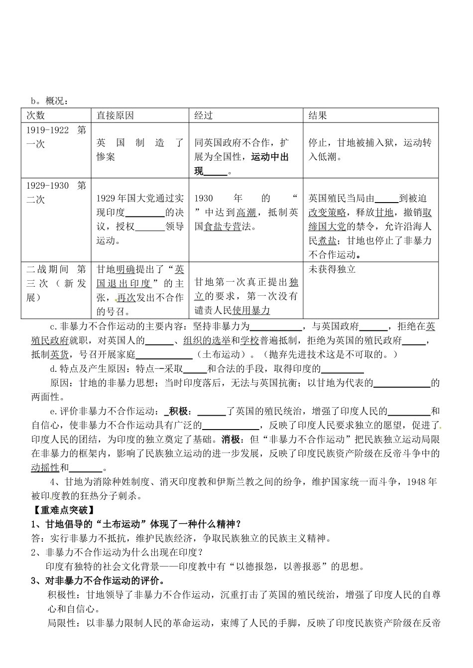 高中历史 专题四 4.3“圣雄”甘地导学案 人民版选修4-人民版高二选修4历史学案_第2页