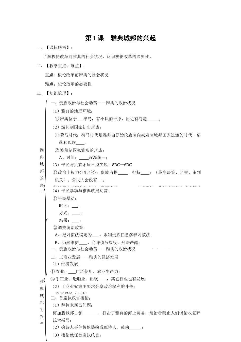高中历史梭伦改革分课时学案人教版选修一_第1页