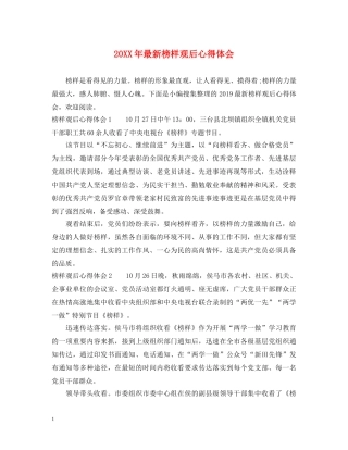 20XX年最新榜样观后心得体会 