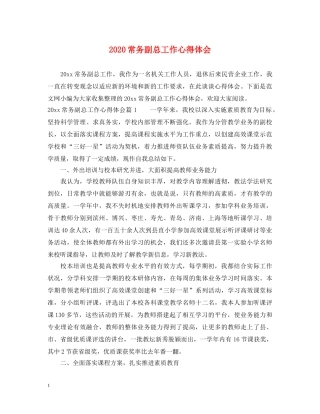 2024常务副总工作心得体会 