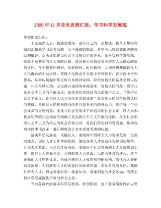 2024年11月党员思想汇报：学习科学发展观 