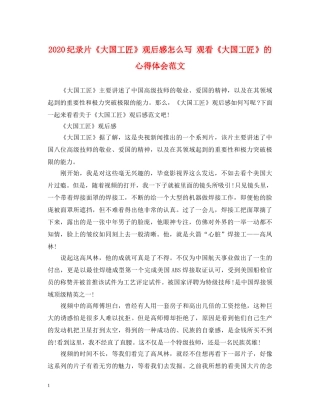 2024纪录片《大国工匠》观后感怎么写 观看《大国工匠》的心得体会范文 