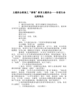 “禁毒”教育主题班会——珍爱生命 远离毒品 