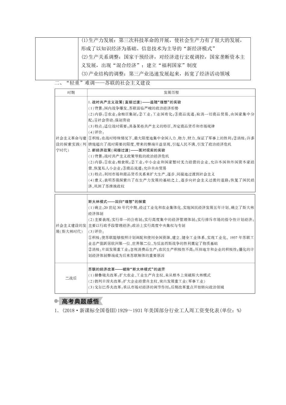 高中历史 第三单元 各国经济体制的创新和调整单元整合学案（含解析）岳麓版必修2-岳麓版高一必修2历史学案_第2页