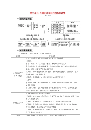 高中历史 第三单元 各国经济体制的创新和调整单元整合学案（含解析）岳麓版必修2-岳麓版高一必修2历史学案
