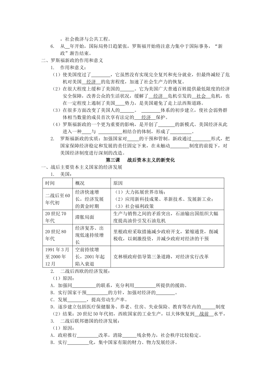 云南省陇川县第一中学高中历史《专题六  罗斯福新政与当代资本主义》学案 人民版必修2_第2页