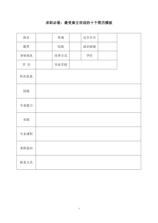 求职必看：最受雇主欢迎的十个简历